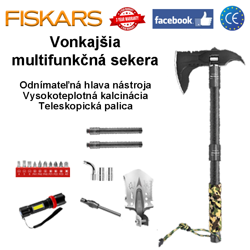 [Atnaujinta versija] Nuimamas strypas*2+didelis veržlių rinkinys+uždegimo magnio juostelė+žibintuvėlis+mažas veržlių rinkinys+daugiafunkcinė kastuvo galvutė