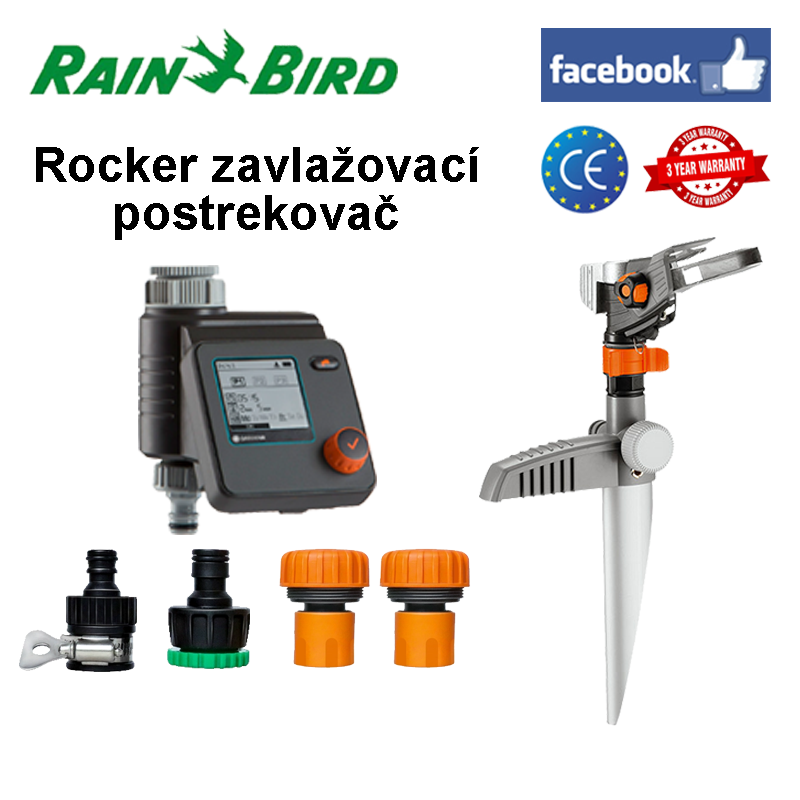 [Najvyššia verzia] Inteligentný ovládač (ovládanie pomocou dotykovej obrazovky + ovládanie pomocou tlačidiel, plánované postrekovanie vodou, nastavenie tlaku vody) + kolískový zavlažovací postrekovač + 4 rôzne konektory