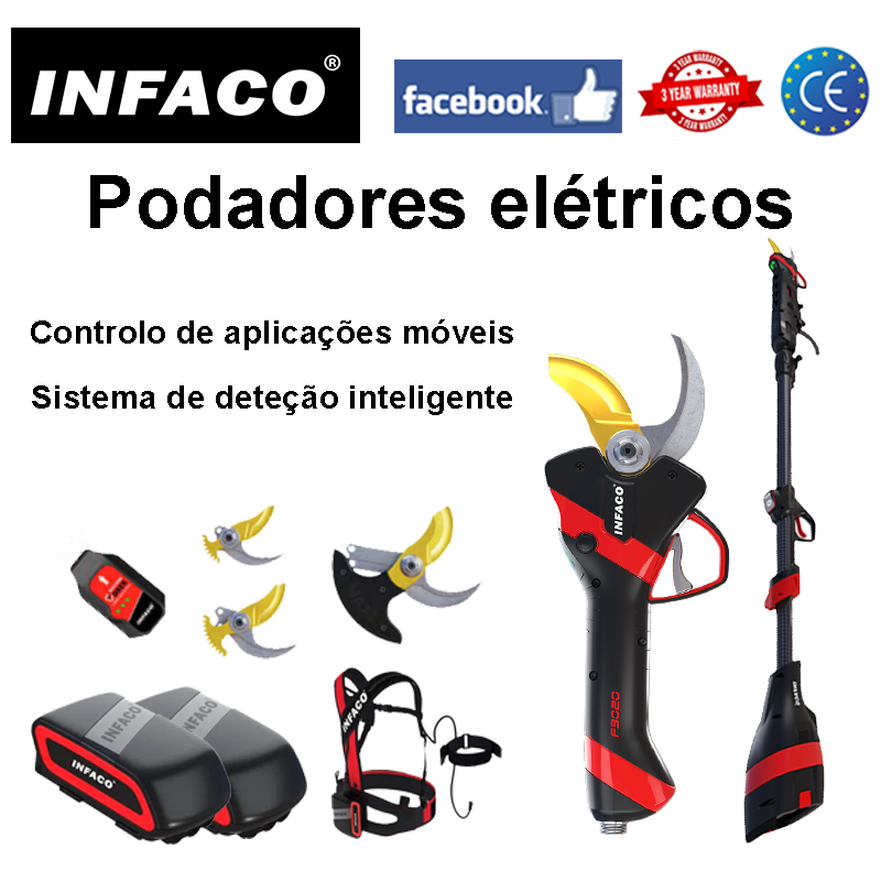 [Aparador elétrico Infaco F3020M] 3000W + bateria * 2 + bolsa de acessórios + mastro retrátil