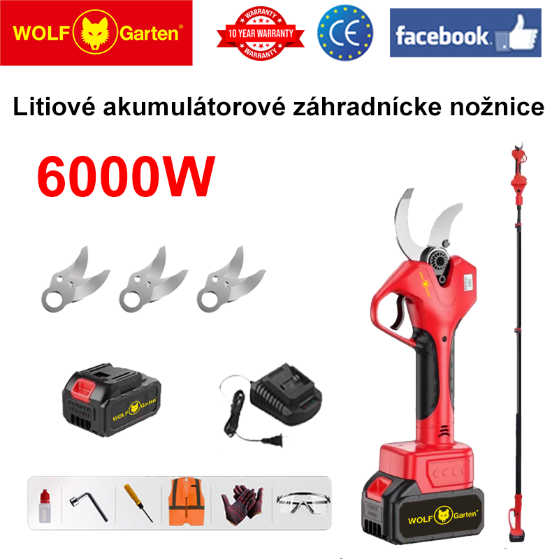 [Predlžovací pól: 1,5M ~ 4,6M] LED displej napájania (16 hodín výdrže batérie) 6000W bezkomutátorový motor lítiové záhradnícke nožnice + batéria *1 + nabíjačka + čepeľ zo zliatiny SK9 *3 + mazivo + okuliare