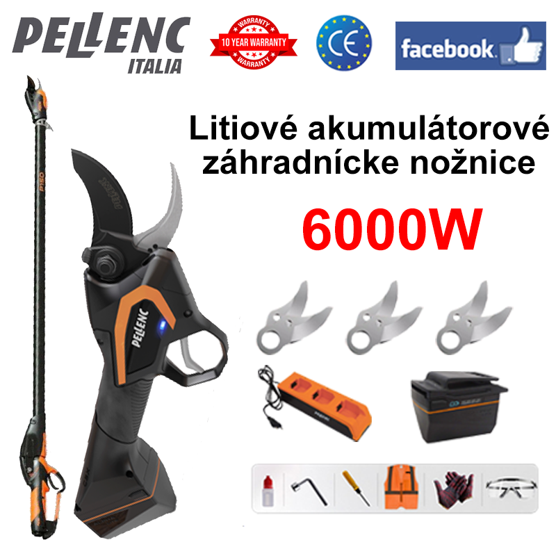 [Predlžovací pól: 1,5M ~ 4,6M] LED displej výkonu (16 hodín výdrže batérie) 6000W bezkomutátorový motor lítiové záhradné nožnice + batéria * 1 + nabíjačka + zliatinová čepeľ SK9 * 3 + mazivo + okuliare