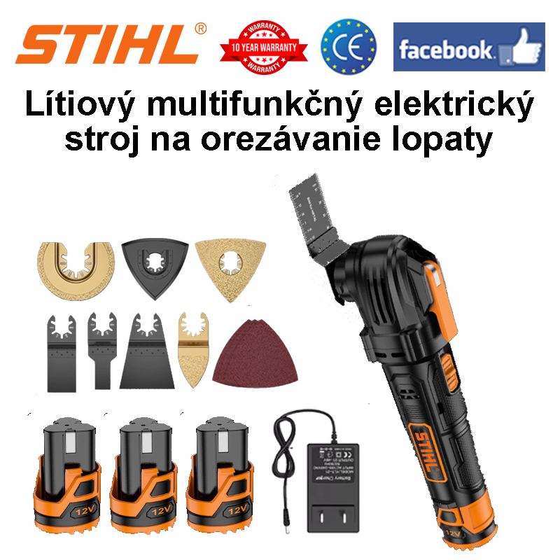 Lítium-iónový multifunkčný elektrický stroj na orezávanie lopaty + pílový list z vysoko uhlíkovej ocele * 1 + lopatový list z vysoko uhlíkovej ocele + rybinový bimetalový pílový list * 1 + brúsny papier * 3 + brúsny kotúč * 1 + pílový list zo zliatiny * 1 + polkruhová zliatina Pílový kotúč*1+polkruhový diamantový pílový kotúč+akumulátor*3+nabíjačka