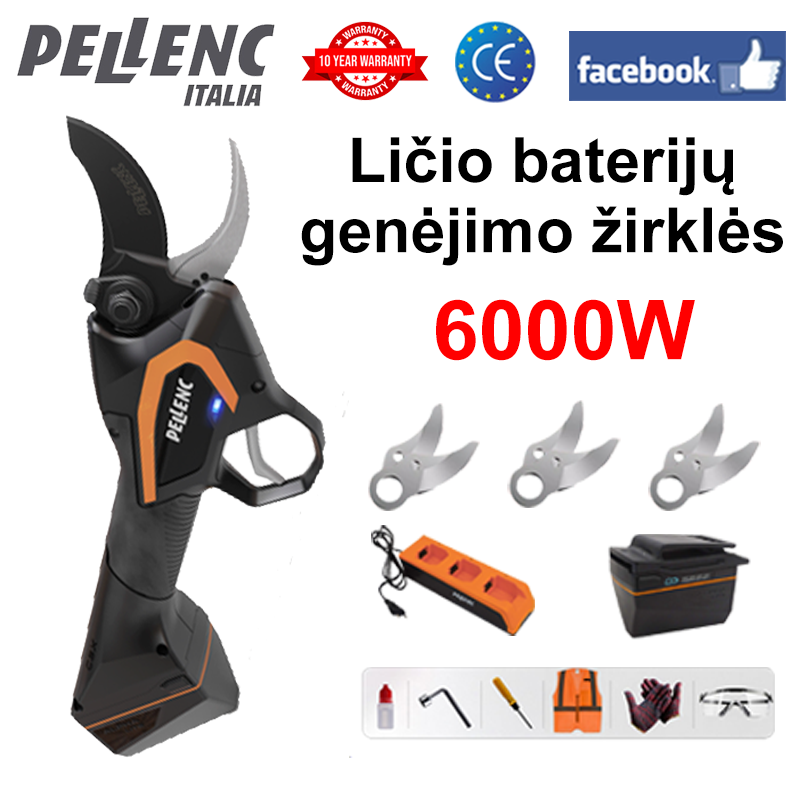 LED maitinimo ekranas (baterija veikia 16 valandų) ličio baterija sodo žirklės 6000W bešepetėlis variklis + akumuliatorius * 1 + įkroviklis + SK9 lydinio peilis * 3 + tepalas + akiniai