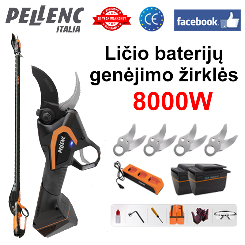 [Prailginimo stulpas: 1,5M ~ 4,6M] LED maitinimo ekranas (30 valandų baterijos veikimo laikas) 8000 W bešepetėlis variklis ličio sodo žirklės + akumuliatorius *2 + įkroviklis + SK9 lydinio peilis *4 + tepalas + akiniai
