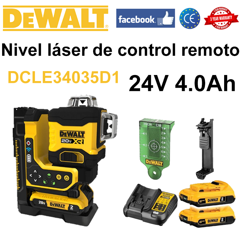 DeWalt レーザーレベル + バッテリー * 2 + 充電器 + レーザーターゲット + ブラケット