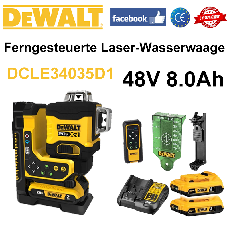 DeWalt Laser-Wasserwaage + Fernbedienung + Akku * 2 + Ladegerät + Laserziel + Halterung