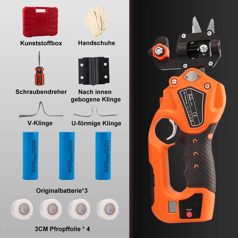 Elektrische Pfropfmaschine 2000 W + Originalbatterie * 3 (8 Stunden Akkulaufzeit) + Innenklinge + V-förmige Klinge + U-förmige Klinge + 3 cm Pfropffolie * 4