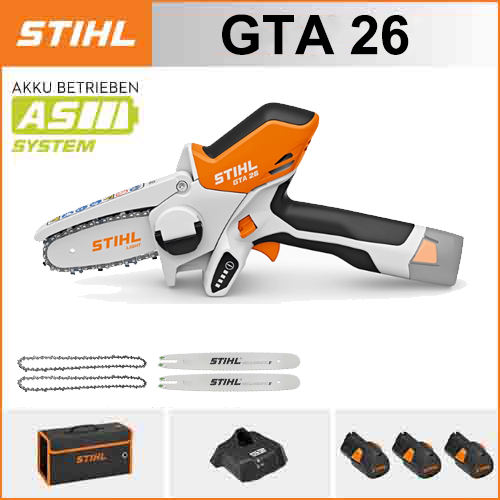 [Oferta especial] STIHL GTA 26*1, batería de litio*2, caja de almacenamiento*1, placa guía*2, cadena*2, cargador*1