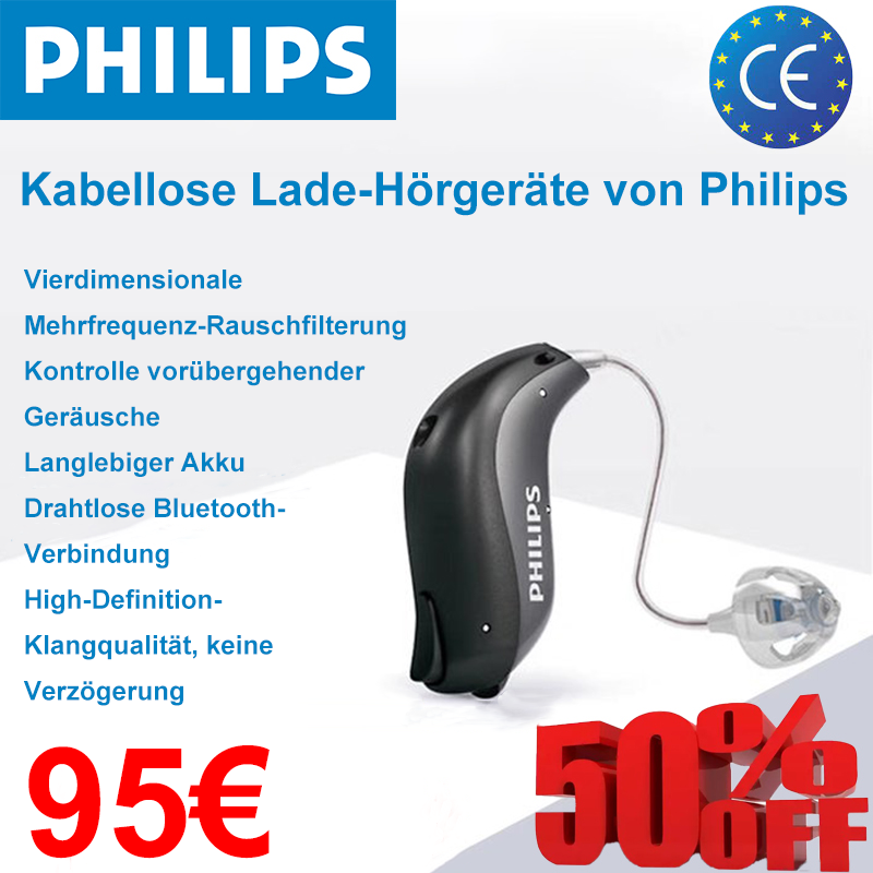 [Philips] XTM P10 Smart Bluetooth-Hörgerät, 4-fache Geräuschunterdrückung, 64 Kanäle, echte Klangwiedergabe, geeignet für Menschen mit leichtem bis starkem Hörverlust (monaurales Hörgerät).